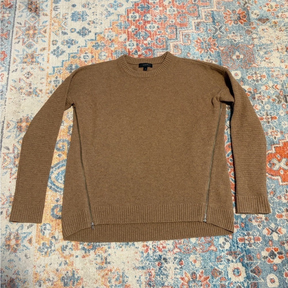 J.Crew 100% wool crewneck sweater with zipper detail